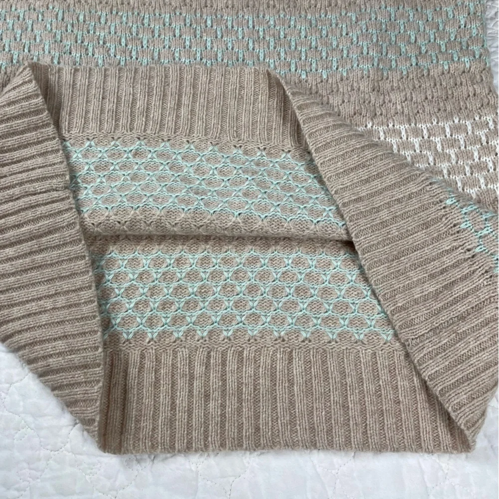 💖5/$25 J.Crew Lambswool Blend Striped Honeycomb Stitch Sweater Women Size S - Picture 8 of 13